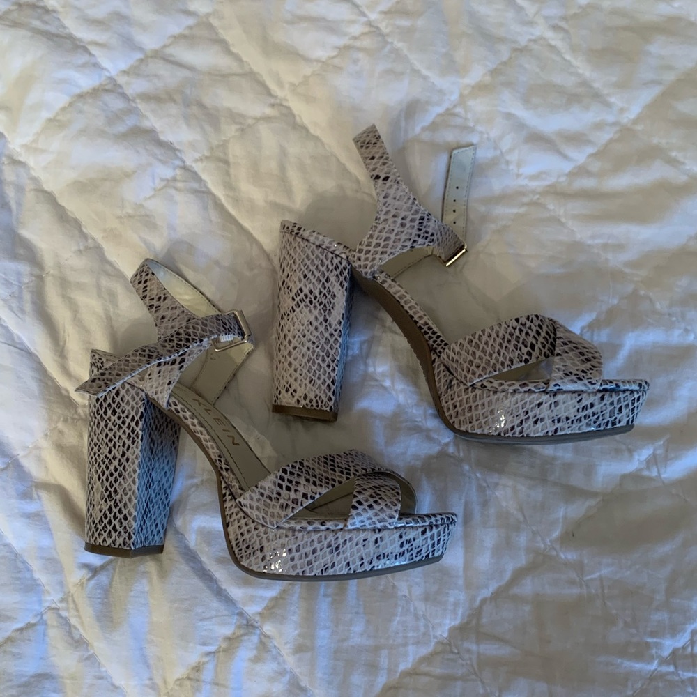 Anne Klein Faux Snakeskin Platform Chunky Heels